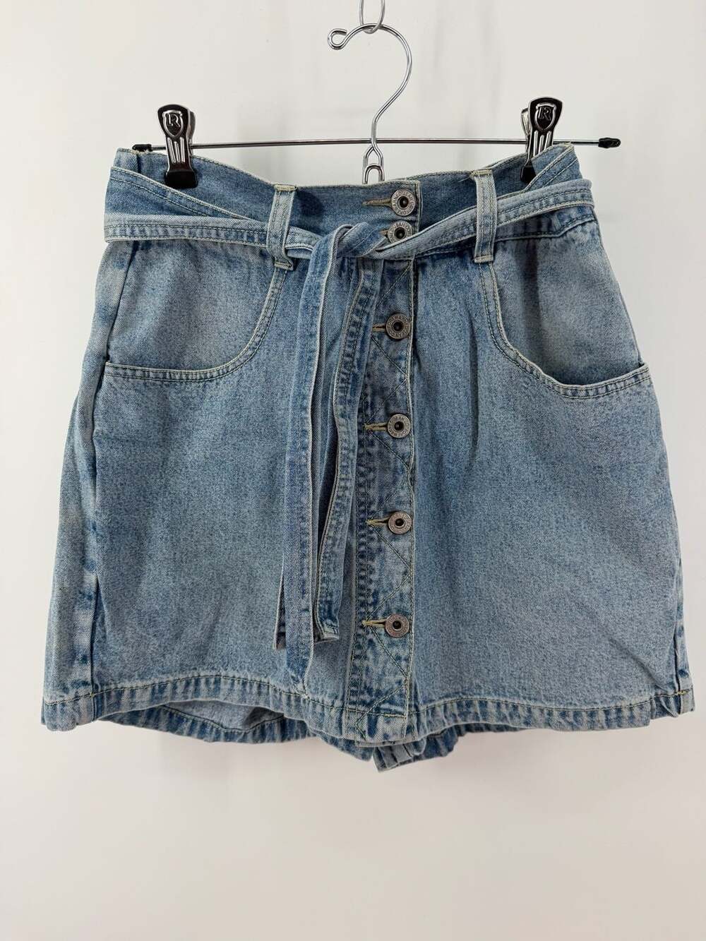 Forewarned Vintage Denim Skort Size 4 Button Front Belted Y2K 90s High Rise
